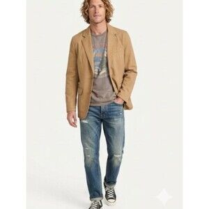 Breakwater Tan Cotton Utility Blazer Jacket Casual Unstructured L